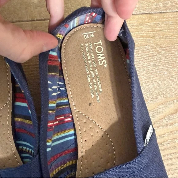 Navy Toms Slides Flats Size 10 - Picture 7 of 8